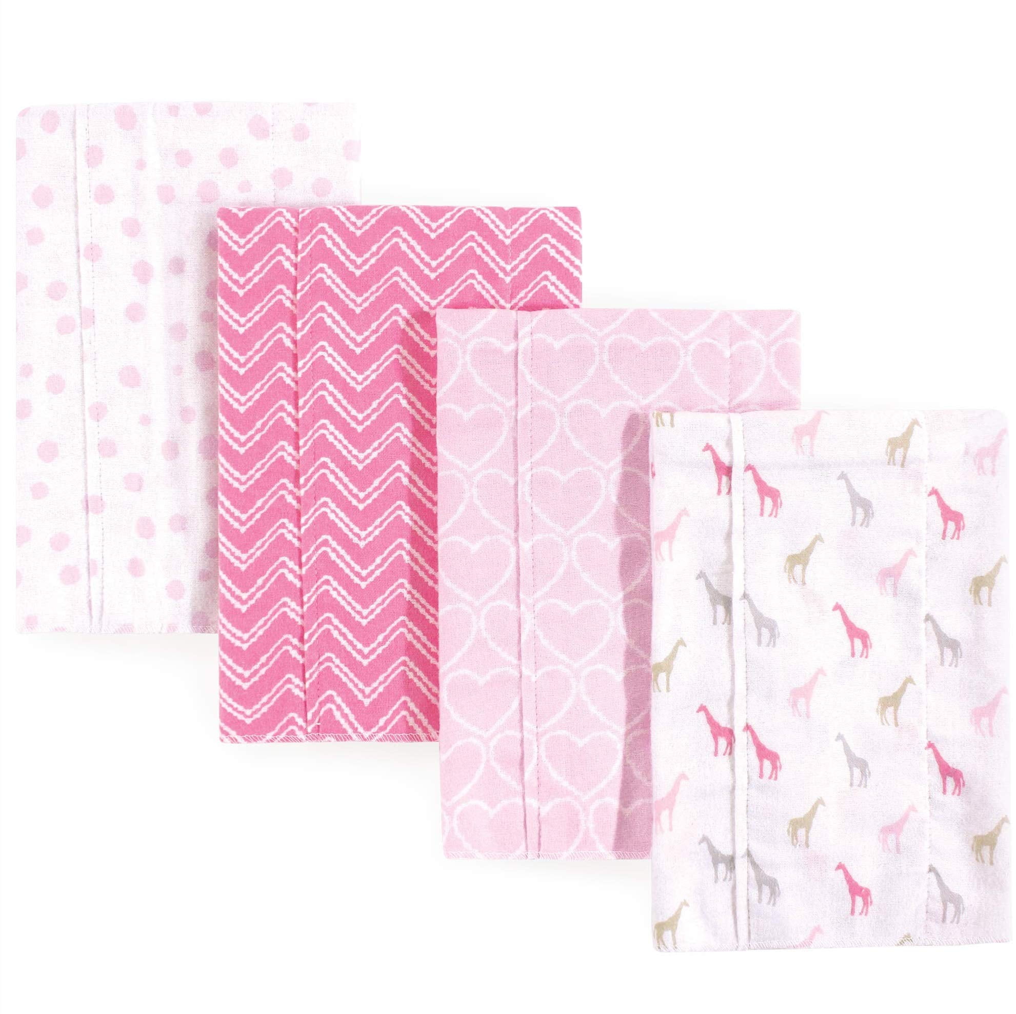 Luvable Friends Baby Girl Cotton Flannel Burp Cloths 4pk, Rainbow, One Size
