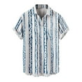 thumbnail image 2 of Floenr Mens T Shirts,Men's Lapel Chest Pocket Hawaiian Print Loose Short Sleeve Shirt, 2 of 4