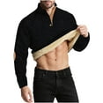thumbnail image 2 of GuangCheng Mens Fleece Lined Sweatshirts,Half Zip,Pullover,Thermal Warm Tops,Sherpa Interior,Elbow Patches Tops,Black,Size XL, 2 of 5