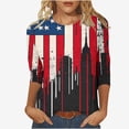 thumbnail image 2 of VEKDONE My Orders Placed 4th of July Shirt for Women Plus Size 3/4 Sleeve Tops American Flag Patriotic T Shirts Summer Casual Holiday Tops Stars Stripes Graphic Tees Parade T-Shirt, 2 of 5