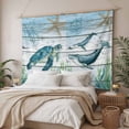 thumbnail image 3 of Sea Turtle Tapestry for Bedroom Wall Hanging Tapestry, Coastal Seahorse Whale Octopus Ocean Seagrass Ceiling Backdrop Tapestries Poster Blanket Wall Decor for Teens Room Living Room Dorm 59" x 90", 3 of 8