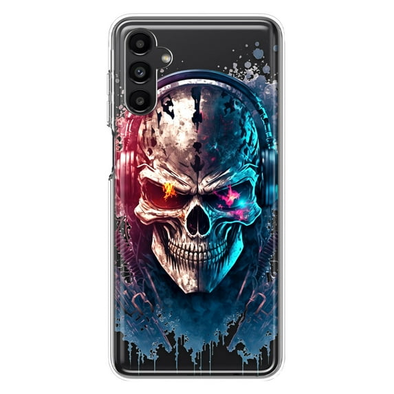MUNDAZE Samsung Galaxy A13 Cyberpunk Machine Headphones Skull Double Layer Phone Case Cover