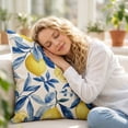 thumbnail image 5 of Lemon & Floral Decorative Throw Pillow, 18" x 18" Linen Texture Accent Cushion for Sofa & Bed, 5 of 5