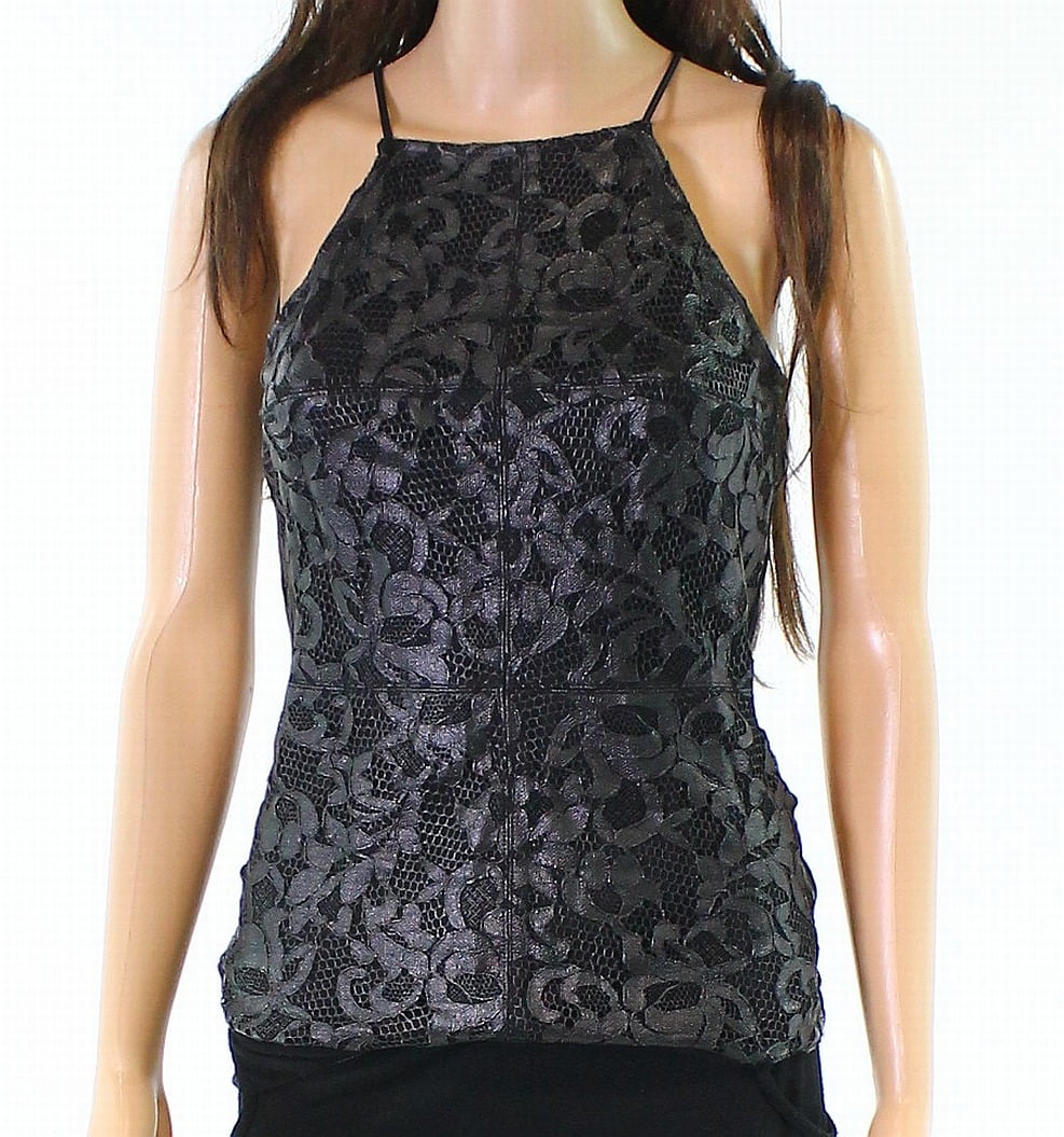 Bailey 44 - Bailey 44 NEW Black Womens Size XS Floral Faux-Leather Halter Top - Walmart.com 