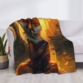 thumbnail image 3 of Honeii Sunset Maple Tree Fox print throw blanket, crafted from cozy cotton flannel, offers versatile home decor as a bedding suitable for all seasons.-80"x60", 3 of 6