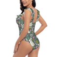 thumbnail image 5 of Yiaed Retro Bunny Floral Print Women's Ruffled One Piece Swimsuit V Neck Swimwear Slimming Monokini for Woman-X-Large, 5 of 8