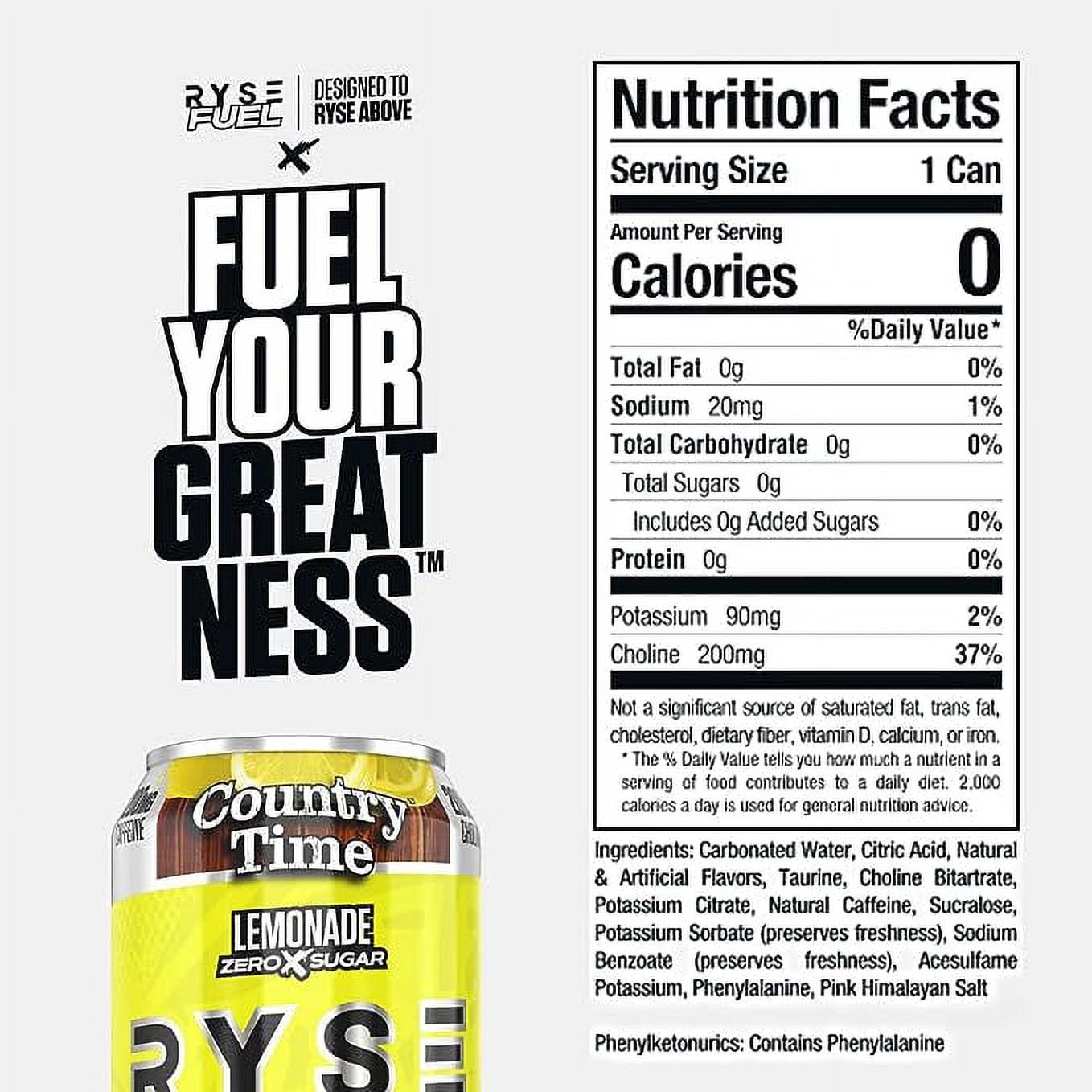Ryse Fuel Energy Drink - Country Time Lemonade, 16 fl oz