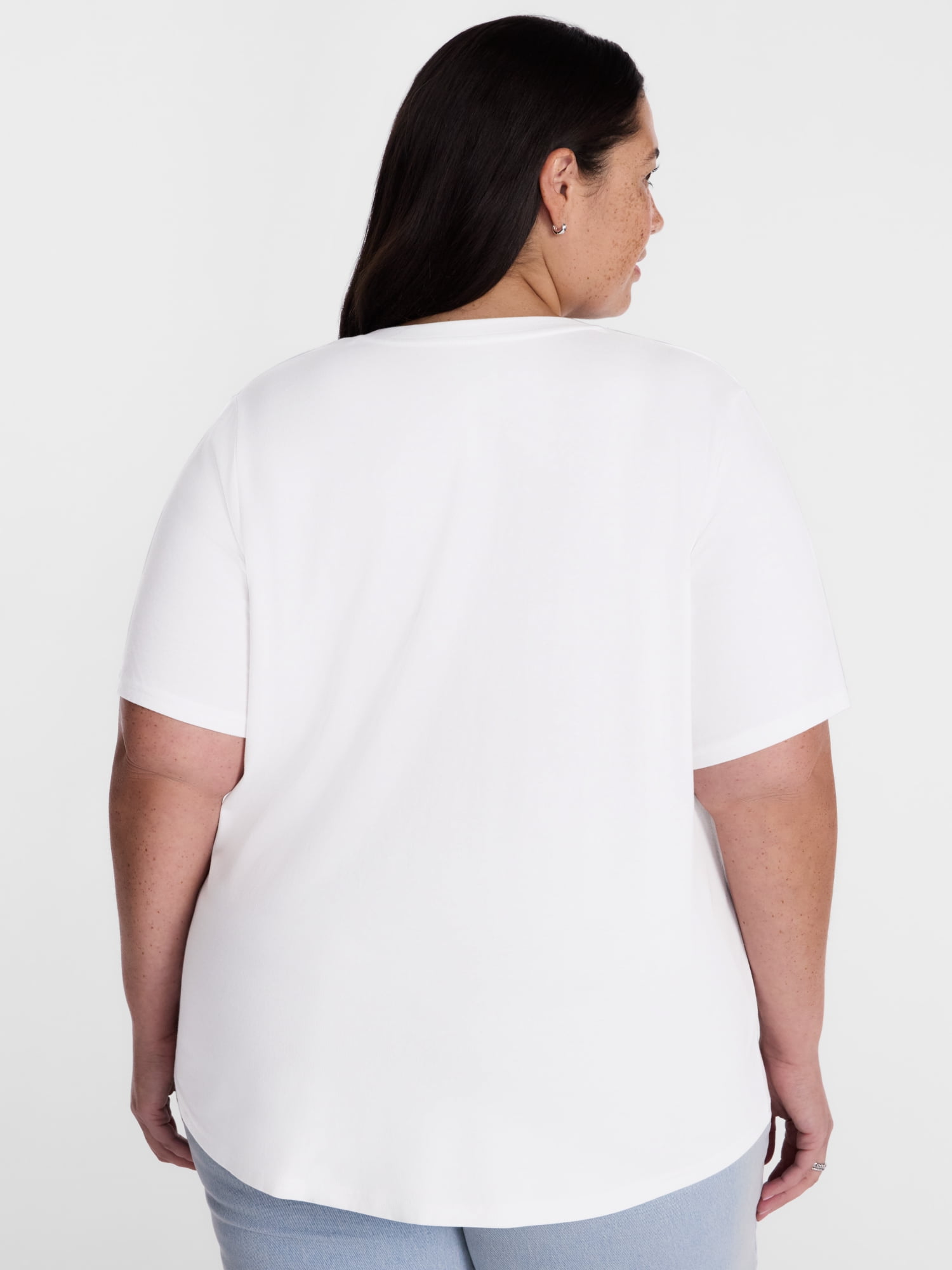 Terra & Sky Women's Plus Size V Neck Tee with Short Sleeves, Size 0X-5X