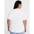 thumbnail image 3 of Terra & Sky Women's Plus Size V Neck Tee with Short Sleeves, Size 0X-5X, 3 of 5