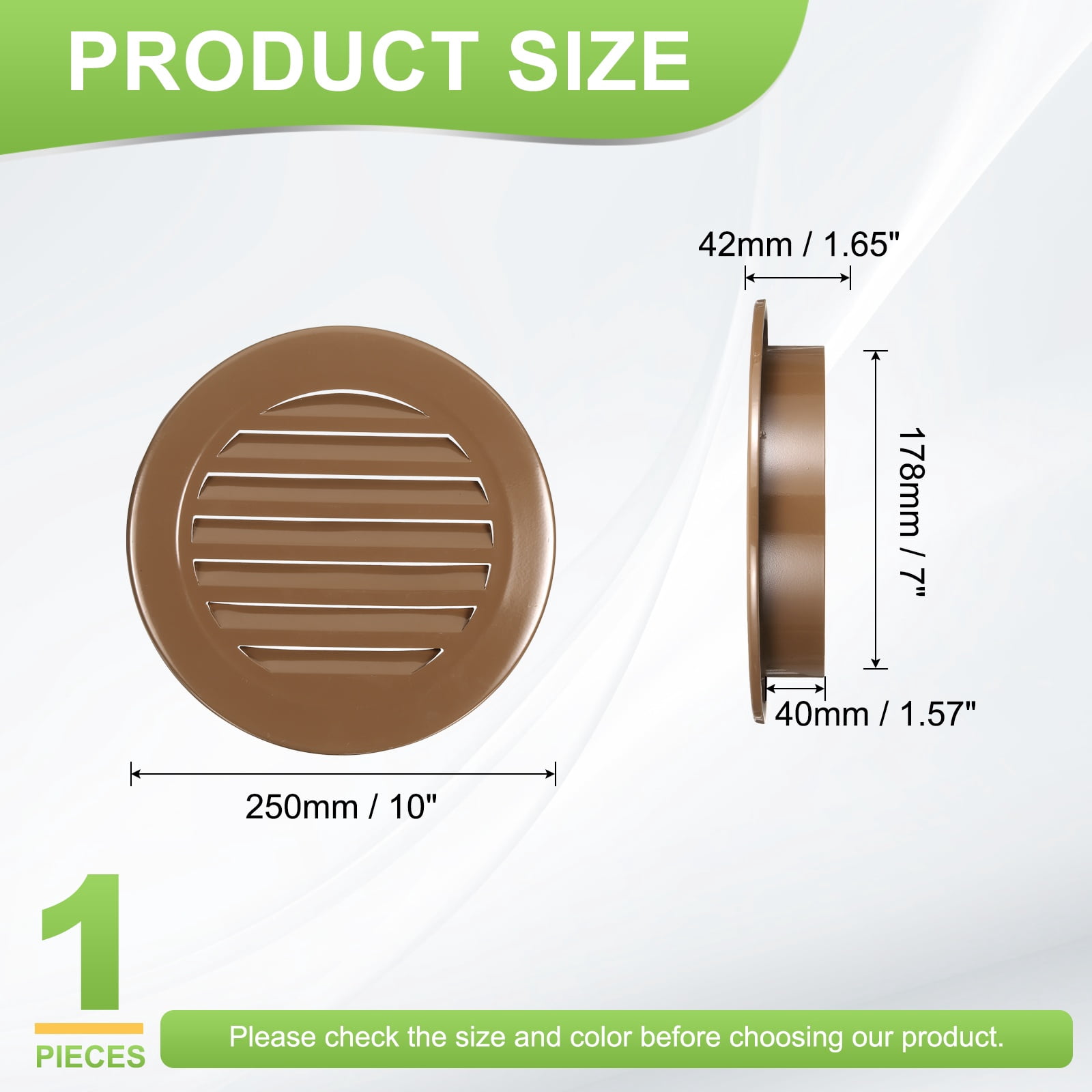 Uxcell 7" Round Air Vent, Louver Grille Cover Aluminum Alloy Soffit Vent HVAC Ventilation for Ceiling Wall Roofing Bathroom Kitchen Garage Duct Shed Garage, Coffee