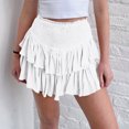 thumbnail image 2 of Women Smocked Ruffle Mini Skirt High Waisted A-Line Summer Cute Short Skirts Golf Tennis Cake Skirt Plus Size, 2 of 5