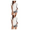 thumbnail image 3 of Minnieouse Camiseta de mujer con volantes de Color sólido cuello estética linda blusa suelta fiesta noche Club verano Top niñas ropa Type7 NO7, 3 of 6