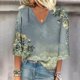 thumbnail image 2 of Blusa de Manga Corta Mujeres Cuello en V de Verano Impreso, Top Regular Casual Sexy para el Hogar Y el Uso Diario, 2 of 5