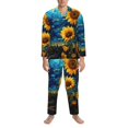 thumbnail image 3 of Hirioo Vintage Starry Sky Sunflower for Men's Pajama Sets 2 Piece Pjs Men's Long-Sleeved Pajama Set Button Down Sleepwear,S-XXL-Large, 3 of 7