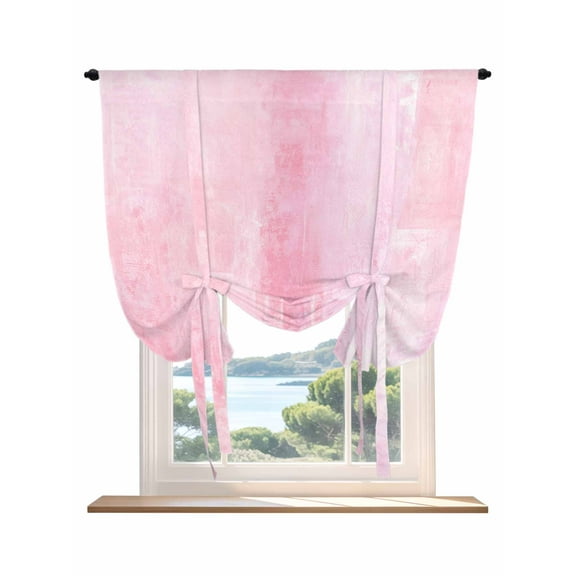 Pink Tie Up Curtains for Windows 45 Inch Length Balloon Curtains Kitchen Adjustable Balloon Window Shade Retro Oil Painting Modern Abstract Art Aesthetics Tie Up Bathroom Curtain Window 52"x45"