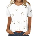 thumbnail image 2 of Virmaxy Womens Summer Short Sleeve T Shirts Printed Round Neck Short Sleeve T-shirt Loose Top Blouses Spring Summer Relaxed Fit Comfy Tee White-B M, 2 of 4