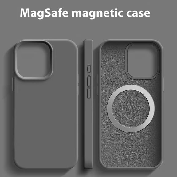 Suitable for iPhone 15 Pro Max liquid silicone MagSafe magnetic phone case - Starry Gray