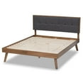 thumbnail image 3 of Bowery Hill King Size Dark Gray Fabric Walnut Finished Platform Bed, 3 of 10
