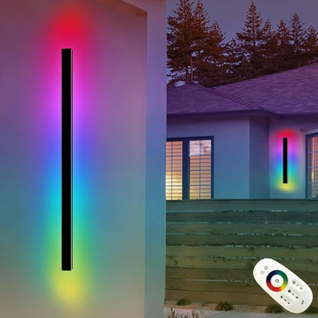 

2 Pack 31.5 Inch Exterior Wall Lights for House Long Modern Outdoor LED Wall Sconce Black Dimmable Outdoor Garage Lights Wall Mount Outside Wall Light Fixture for Patio Doorway Porch