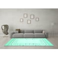 thumbnail image 3 of Ahgly Company Machine Washable Indoor Square Solid Turquoise Blue Modern Area Rugs, 5' Square, 3 of 4