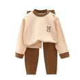 thumbnail image 4 of Viluyesy Girls 2 Piece Outfit Mock Neck Print Top and Jogger Pants Long Sleeve Soft Comfortable Warm Cute Casual Loungewear Set Brown Size 7, 4 of 9