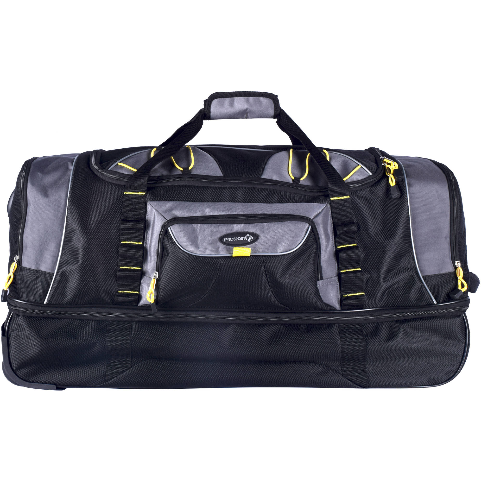 Travelers Club Adventurer 30" 2-Section Drop-Bottom Rolling Duffel Travel Luggage - Black with Gray - image 2 of 8