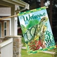 thumbnail image 3 of Welcome Summer Green Turtle Underwater Ocean Sea Coral Reef Plaid House Flag 28" x 40" Double Sided Polyester Welcome Large Yard Garden Flag for Patio Lawn Home Outdoor Decor, 3 of 6