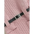 thumbnail image 6 of Liacowi Little Girl Long Sleeve Sweater Dress Kids Solid Color High Waist Knitted Cable Dress Toddler Long Sleeve Mock Neck Loose Sweater Dresses with Belt 4T-7T, 6 of 8
