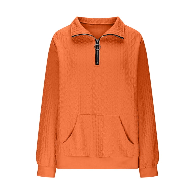 Quarter Zip Sweater Womens Cable Knit Long Sleeve Ring Zipper