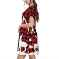 thumbnail image 2 of Balery Christmas Buffalo Plaid Pattern Womens Dresses Loose Short sleeve Sundresses Swimsuit Coverup 2025 Summer Casual Dress for Women - A-Line Swing Dress, 2 of 6