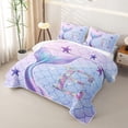thumbnail image 3 of meiyoeat Mermaid Scale E Initial Twin Quilt Set for Girls, Ocean Starfish Twin Coverlet Set, Purple Blue, 2 Pieces, 3 of 7