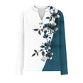 thumbnail image 6 of Womens Tops Long Sleeve V-Neck Printed Buttons T-shirt Casual Blouse Navy S,Blouse for Women, 6 of 6