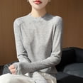 thumbnail image 5 of YOIAVAIOY Women's Mock Turtleneck Shirts, Long Sleeve Mock Neck Pullover Tops Slim Fitted Stretch Undershirt Tee Blouse Gray XL, 5 of 6