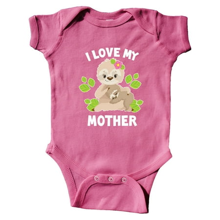 

Inktastic Cute Sloth I Love My Mother with Green Leaves Gift Baby Boy or Baby Girl Bodysuit