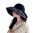 thumbnail image 1 of CSChome Sun Hat Ruffle Wide Brim Hat Knitting Empty Dome Bowknot Decor Embossing Process Women Patchwork Color Travel Bucket Hat Fashion, 1 of 7