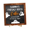 thumbnail image 4 of Letrero de escritorio de Halloween, letrero de madera para café, placa artística decorativa de fantasma para mesa Estilo B, 4 of 9