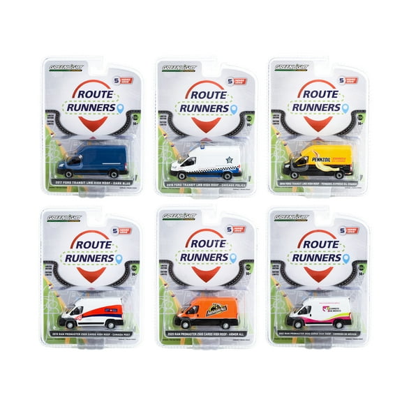 "Route Runners" Set of 6 Vans Series 5 1/64 Diecast Model Cars by Greenlight