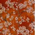 thumbnail image 4 of Plutus Persimmon Garden Cherry Blossoms Printed On A Linen Looking Polyester. Luxury Throw Pillow - Double sided 24" x 24", 4 of 5