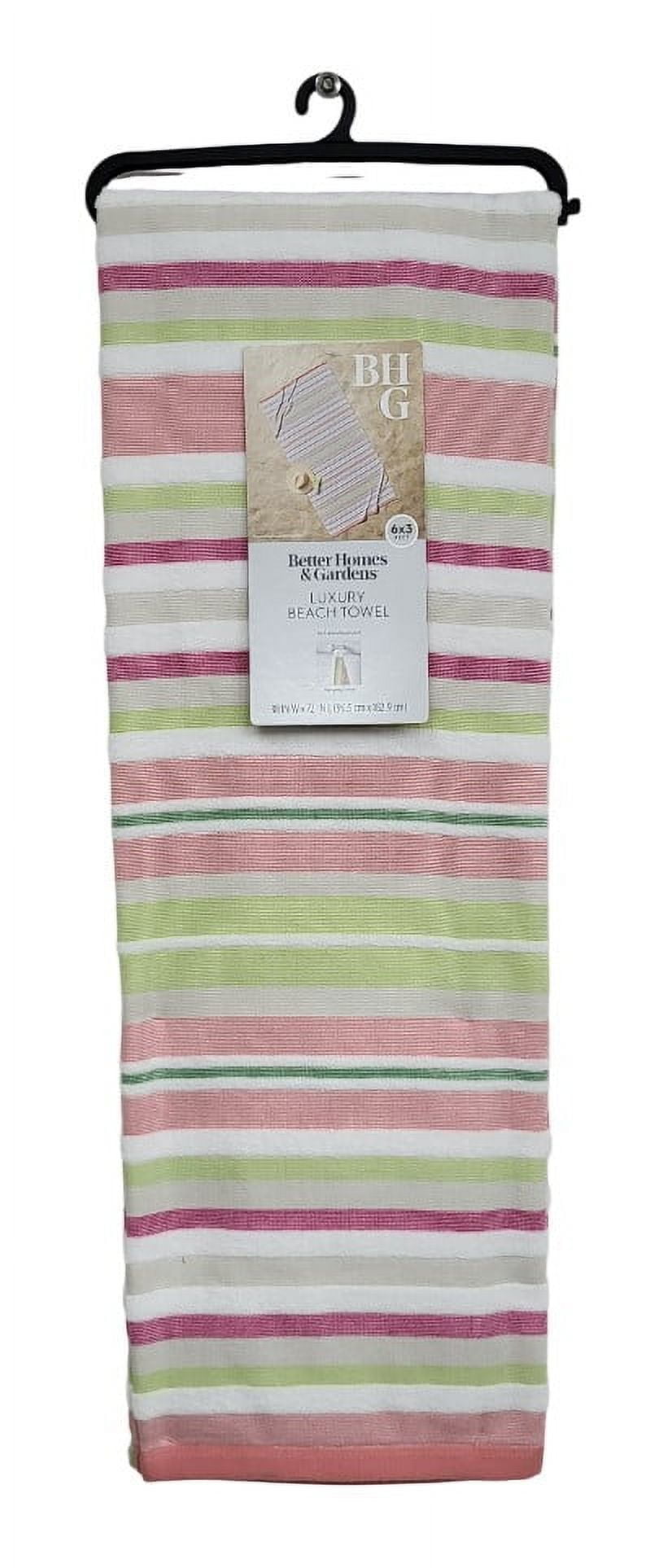 Better Homes & Gardens Coastal Tropez Striped Pink & Green Cotton-Blend Beach Towel