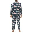 thumbnail image 3 of Mens Pajamas Set - Alpacas Llama Cactus Navyblue Comfy Long Sleeve Button Up Pajama Sets for Men 2 Piece, Soft Sleepwear Nightwear Pjs Lounge Sets for Men with Pockets, 3 of 5
