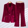 thumbnail image 3 of Conjunto de traje pequeño de terciopelo dorado con parte superior de temperamento femenino para mujer, chaqueta de traje roja, verde, azul y negra, para otoño, 3 of 6