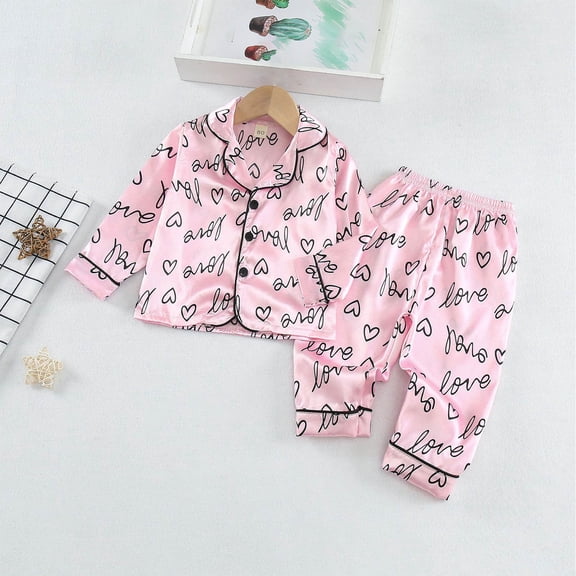 Amidoa Girls Summer Outfits 2 Piece Long Sleeve Print Cute Top and Pants Kids Clothing Sets Multicolor Size 1