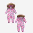 thumbnail image 4 of Hooded Ski Jumpsuit for Girls Boys Tie Dye Full Zip One Piece Quilted Snowsuit Kids Elastic Cuffs Winter Warm Onesie Outerwear, 4 of 6