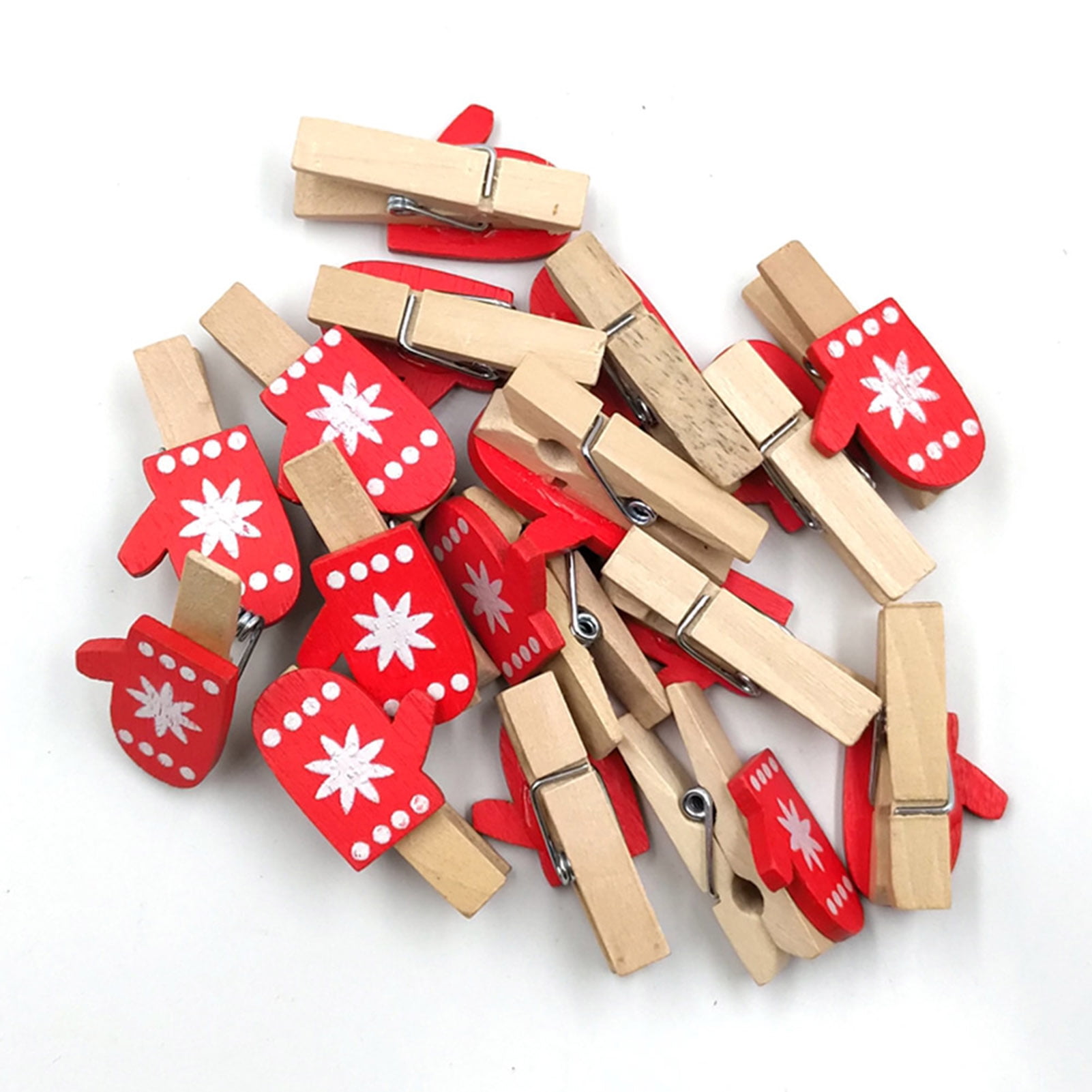Cabilock 1 Set Christmas Wooden Clip Mini Christmas Clothespins Crafts  Scrapbooking Wood Clip Red Ornament Wooden Paper Clips Snowman Clothespin  Mini
