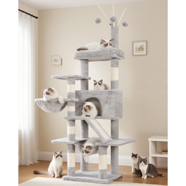 Torre para Gatos Gitelsnour GCT011W Multi-niveles con Postes para Rascar