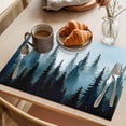 thumbnail image 3 of Forest Turquoise Placemats Set of 12 Retro Trees Silhouette Landscape Place Mats Indoor Wipeable Table Mats Washable Cloth Dining Table Placemats for Kitchen Holiday Party Home Decor 13x19 Inch, 3 of 9