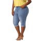 thumbnail image 1 of Women's Plus Size Capri Jeans Ripped Casual Chambray Denim Jean Light Blue 3X, 1 of 7