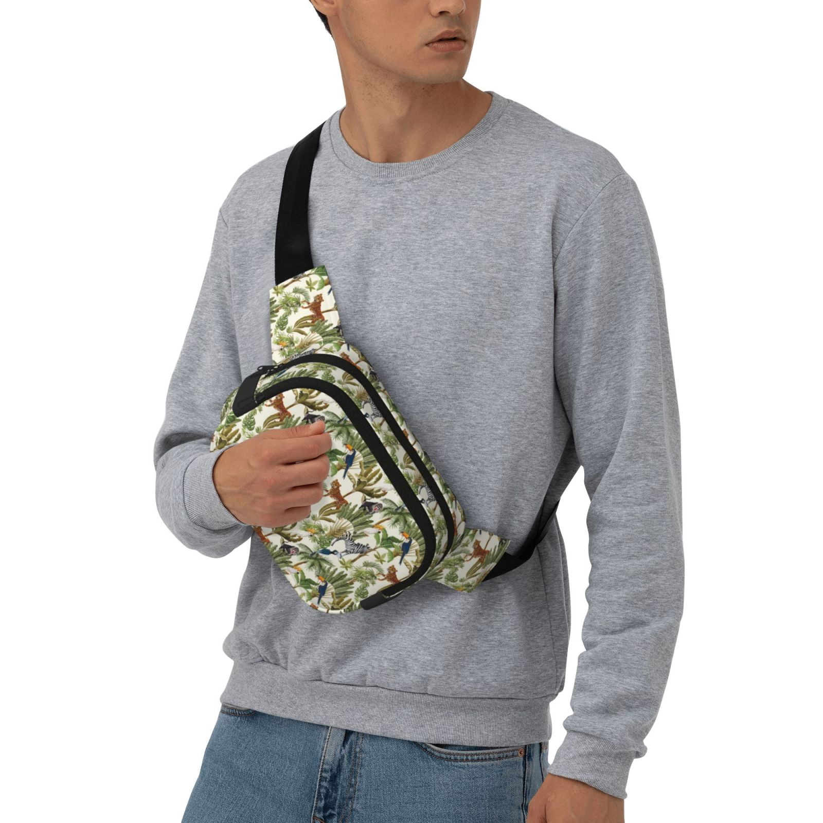 Kuqiui Jungle Animals Print Fanny Packs for Women Cross Body Waist Bag Fashionable Fanny Pack Designer Workout Hiking Waist Pack Running Travel Gym