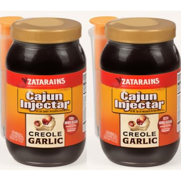 GeauxDat Cajun Favrits Cajun Creole Garlic Injectable Marinade with Injector 16 oz - 2 Pack