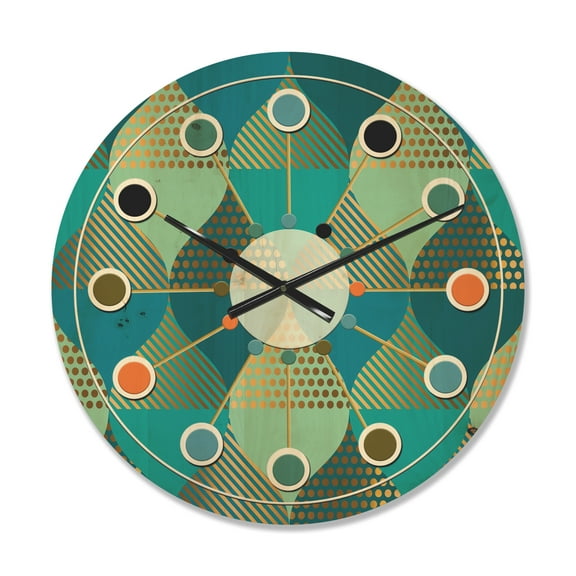 Designart 'Luxury Retro Pattern Drops I' Mid-Century Modern Wood Wall Clock